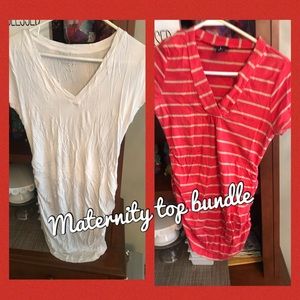 Bundle of 2 short sleeve maternity tops- small